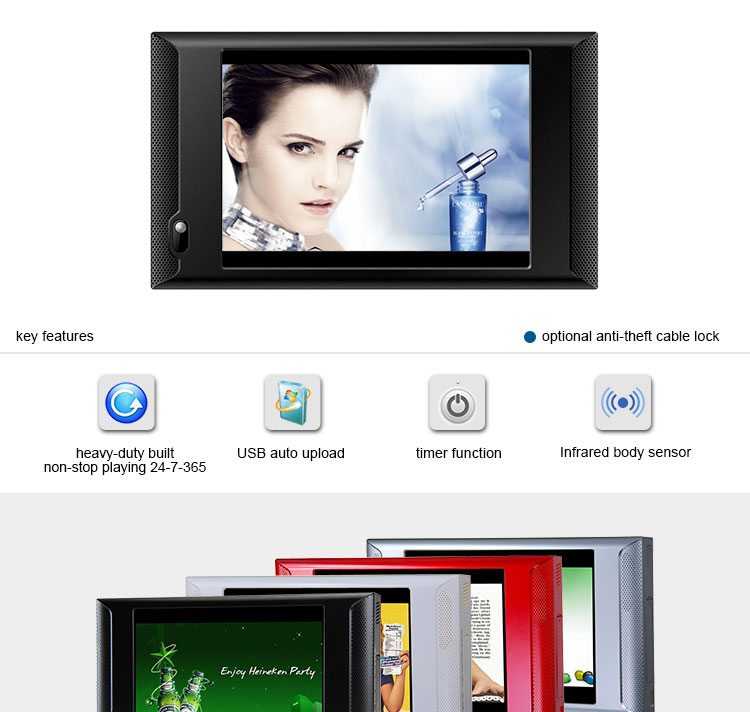 Commercial use lcd marketing display, 10 inch digital video screen player  for promotion, chain store advertising player