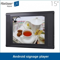 La fábrica de China 15 pulgadas 12v monitor LCD, reproductor de señalización Android, señalización de red